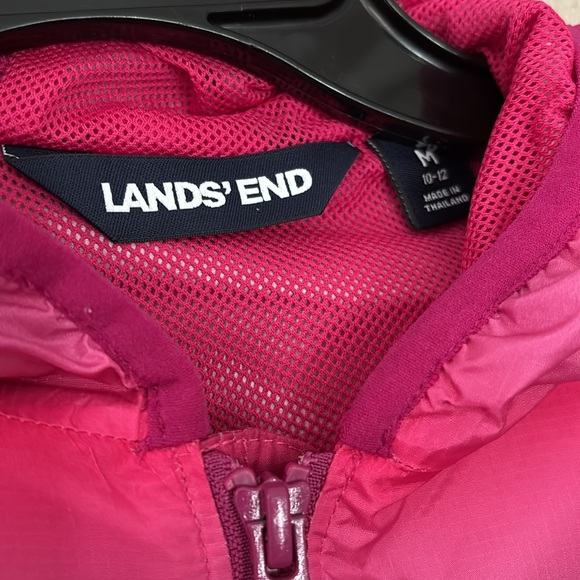 Girls Lands End Waterproof Windbreaker Zip Rain Jacket Pink Size M(10-12) Spring - Picture 4 of 11